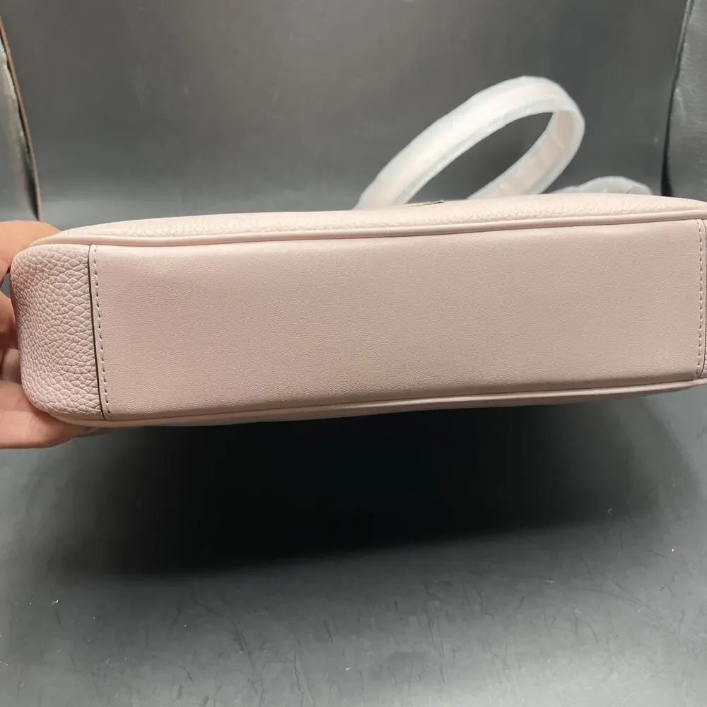 Michael Kors Nayla Medium Satchel Pebble Leather Crossbody Bag Pink Blossom/gold - Picture 4 of 9